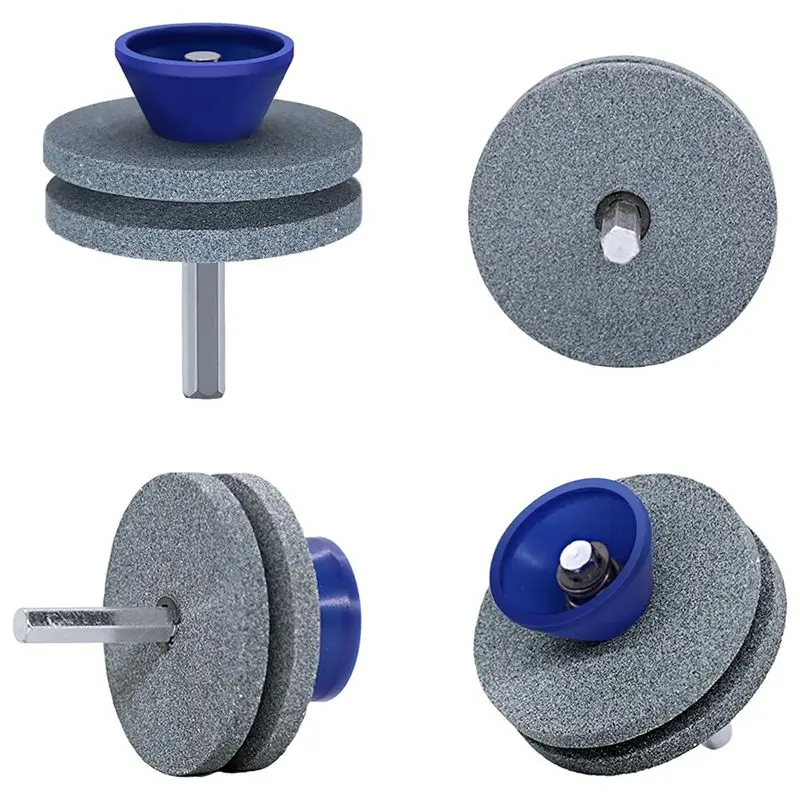 A67P-Lawn Mower Blade Sharpener For Drill, 4PCS Mower Blade Sharpener With Blade Balancer, Wear Lawnmower Blade Sharpener