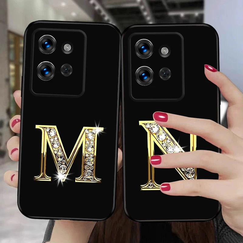 Diamond letters For Motorola Moto G 04 05 14 15 24 34 35 54 55 75 84 85 Edge 30 40 50 Neo 60 Fusion silicone soft phone case