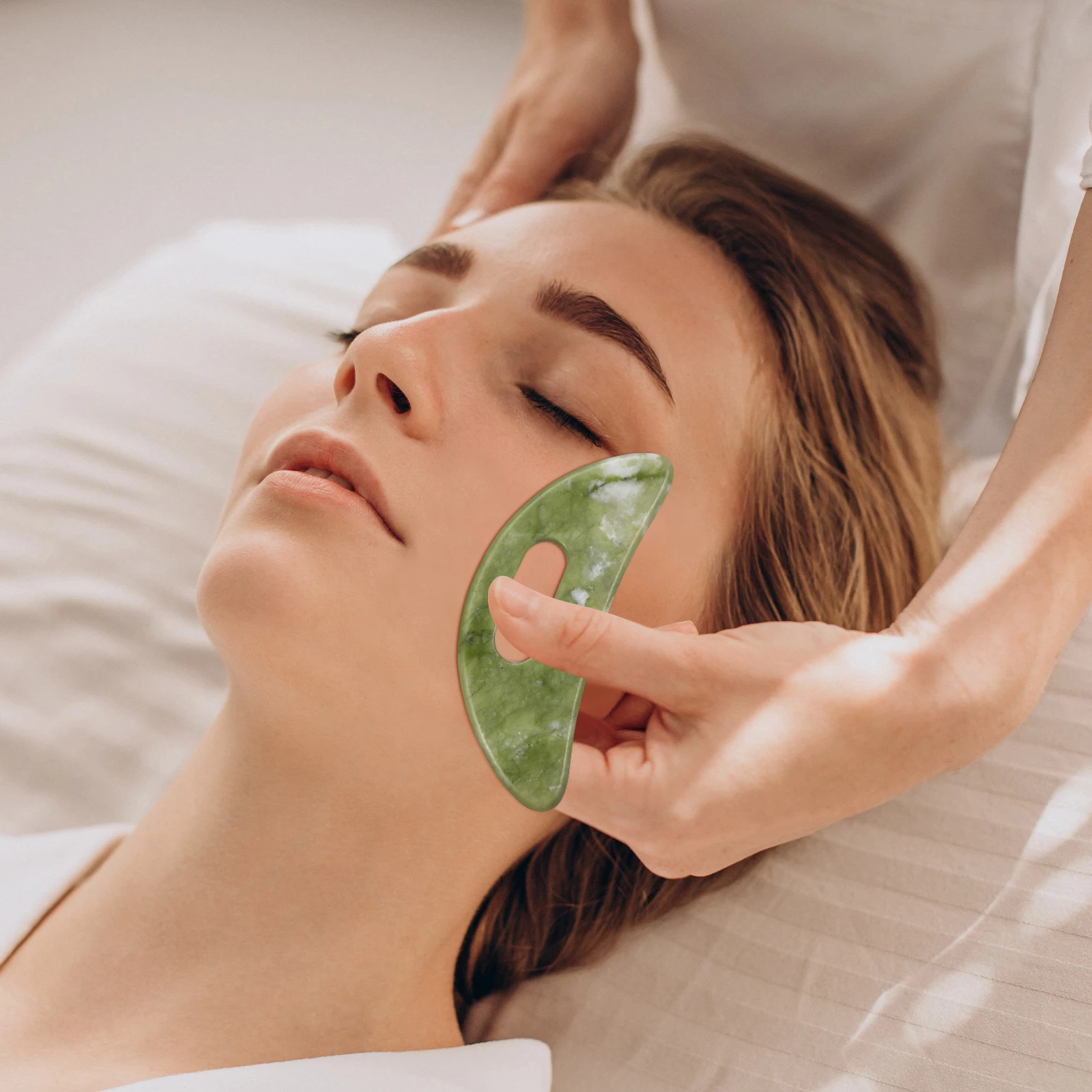 

Green Scraping Board Manual Massage Tools Guasha Face Stick Massager Facial Neck