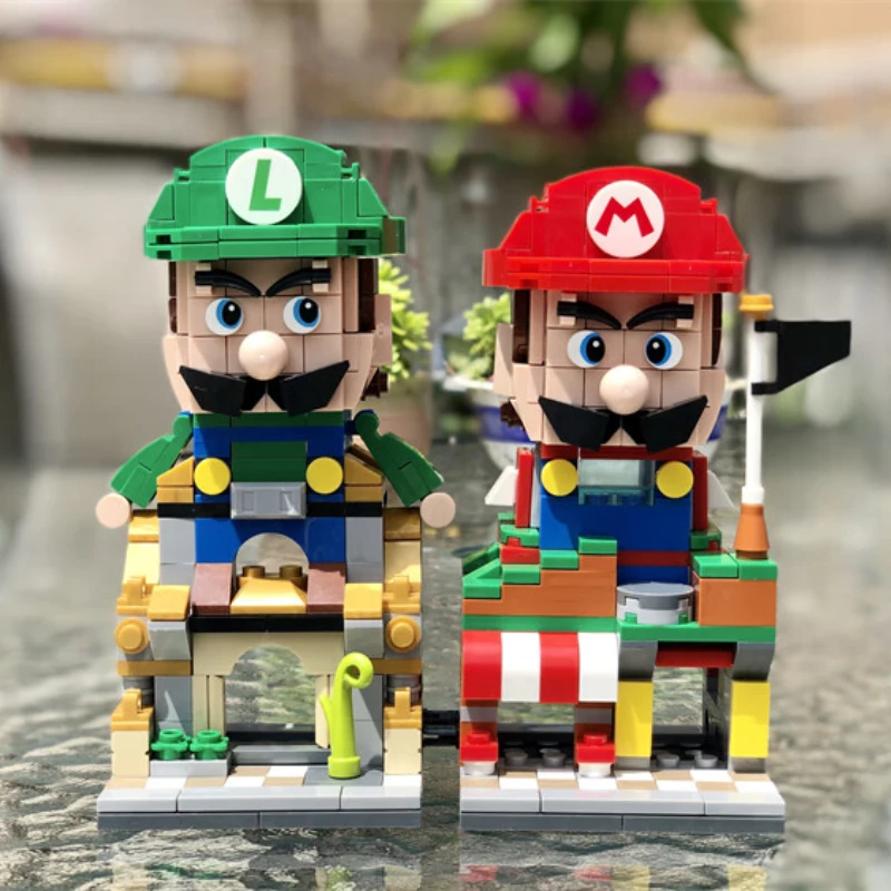 Super Mario Bros Blocks Luigi Buliding Street Collection Blocks Action Toy Figures Assembly Toys Dolls Children birthday present