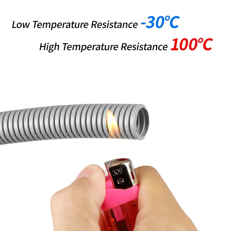 2/5M PP Insulated Tube Corrugated Pipe AD 11.6mm - 34.5mm Automobile Car Cable Harness Motor Equipment Line Protect Sleeving
