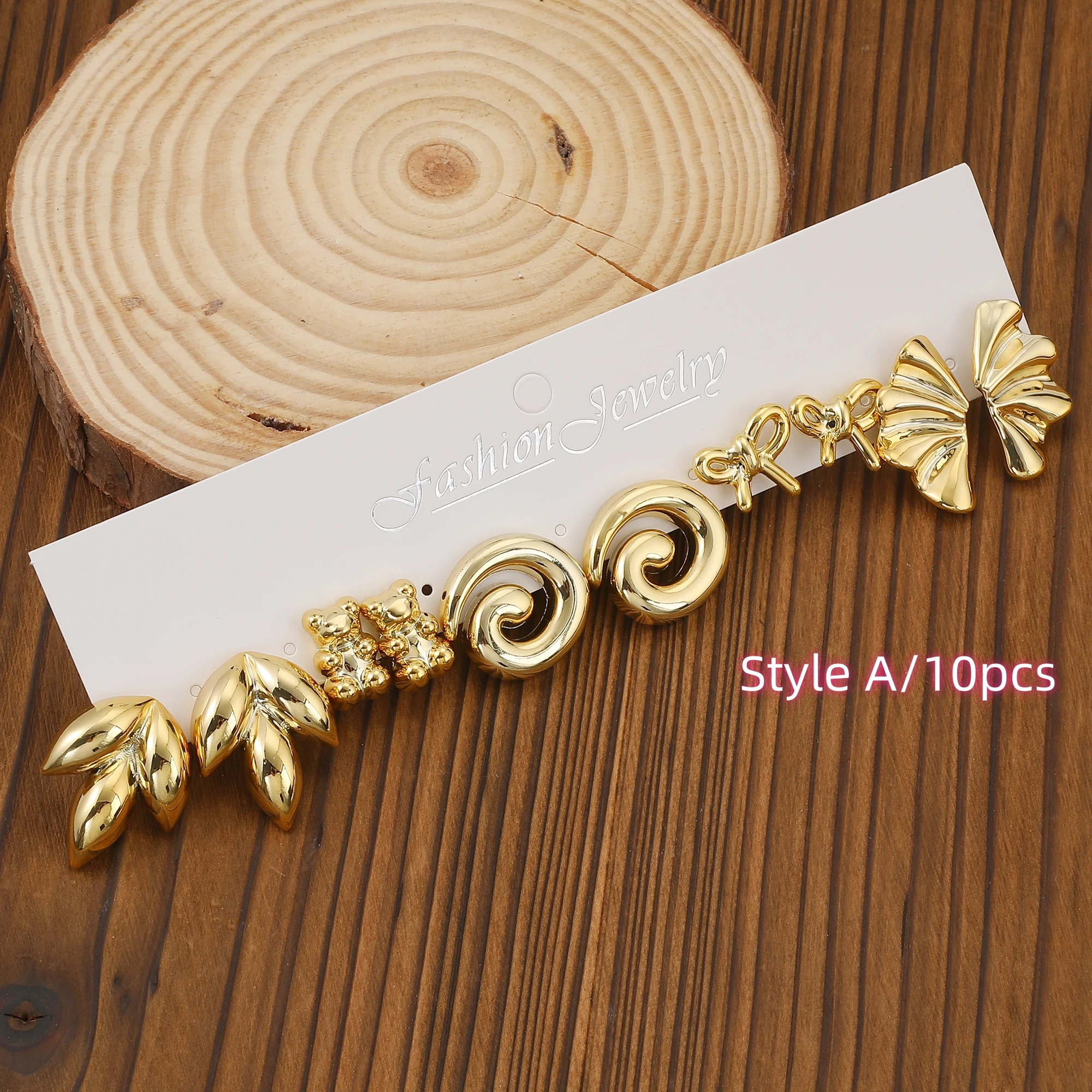 4/19PAIRS Lovely Plastic Material With Golden Plated&Different Animals-Shaped Earrings,Starfish,Shell,Flower,Little Bear