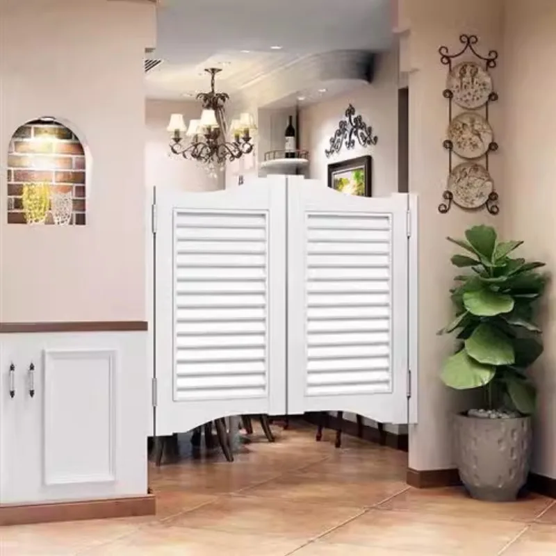 Mediterranean solid wood denim fence waist half bar door indoor small door solid wood lattice shutter