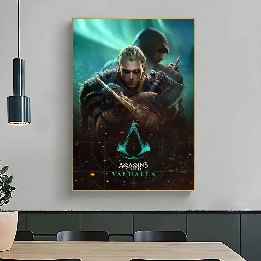 1PC A-Assassins Creed Game Poster Self-adhesive Art Waterproof Paper Sticker Coffee House Bar Room Wall Decor