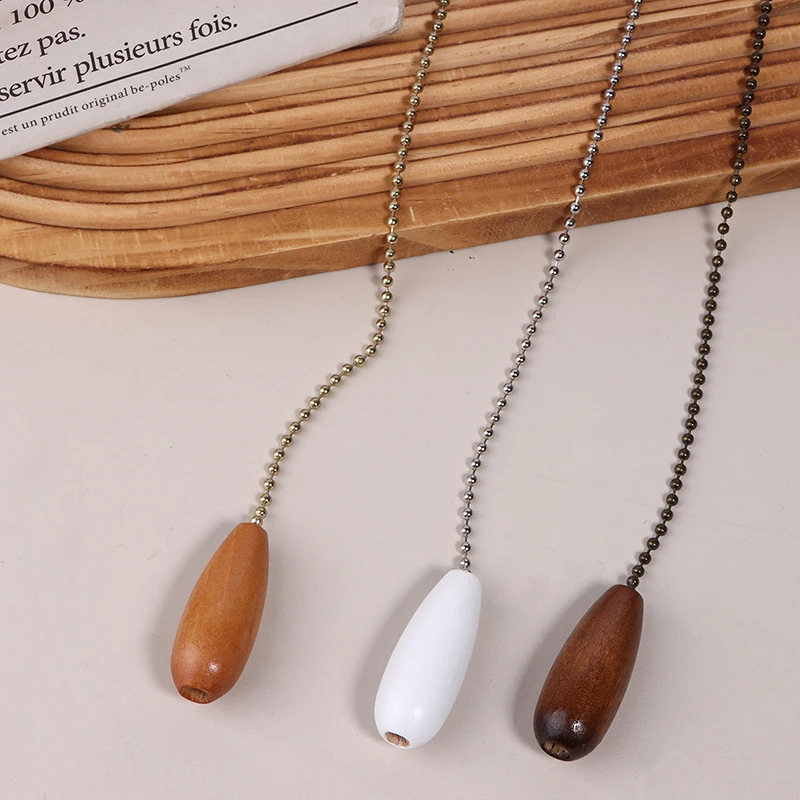 Iron + Wood Household Ceiling Fan Chain Pulls Wooden Pull Chain Pendant Rope Extension Pull Chain Easy Install Removal DIY