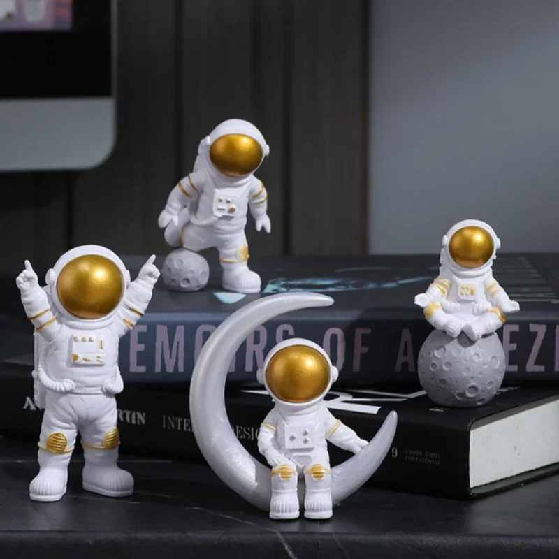 1 Juego de figura de astronauta de resina, estatua, juguete educativo, accesorios de escritorio, modelo de astronauta, regalo para niños, decoración del hogar