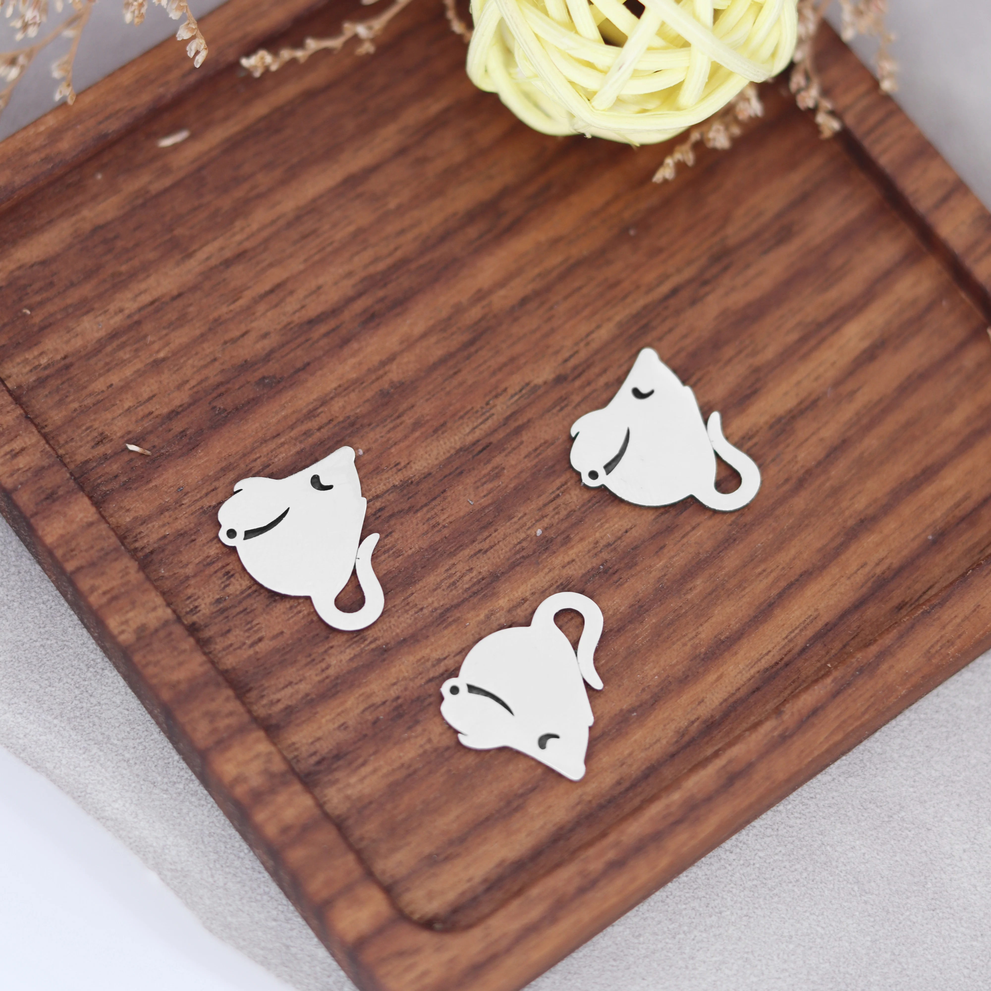 3pcs Cute Small Mouse Stainless Steel Pendant Charms for Jewelry Making Bracelets Earrings Craft Cartooon Rat diy Accessories