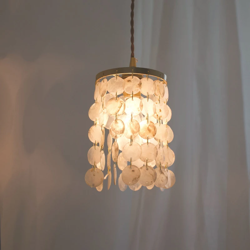 

Vintage Crystal Chandelier Japanese Handmade Bedroom Bedside Dining Room Handmade Shell Wind Chimes Bar Island Brass Lamps