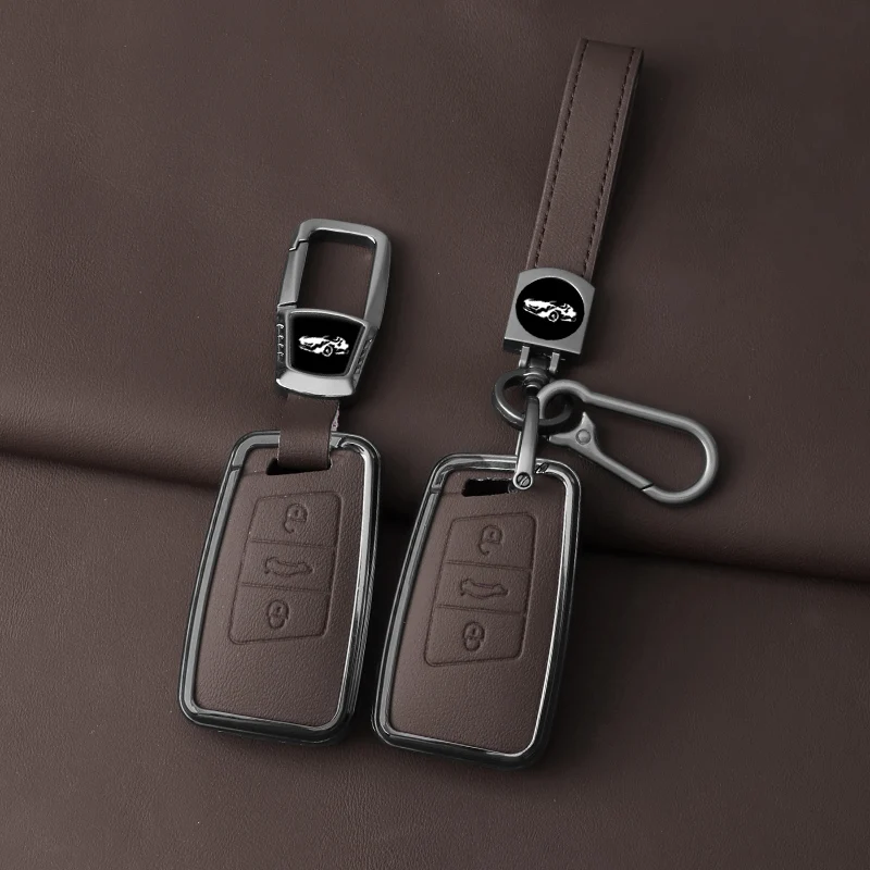 

Leather Zinc alloy Car Key Case For Volkswagen VW Magotan Passat B8 Golf For Skoda Superb A7 Smart 3 Buttons Auto Decoration