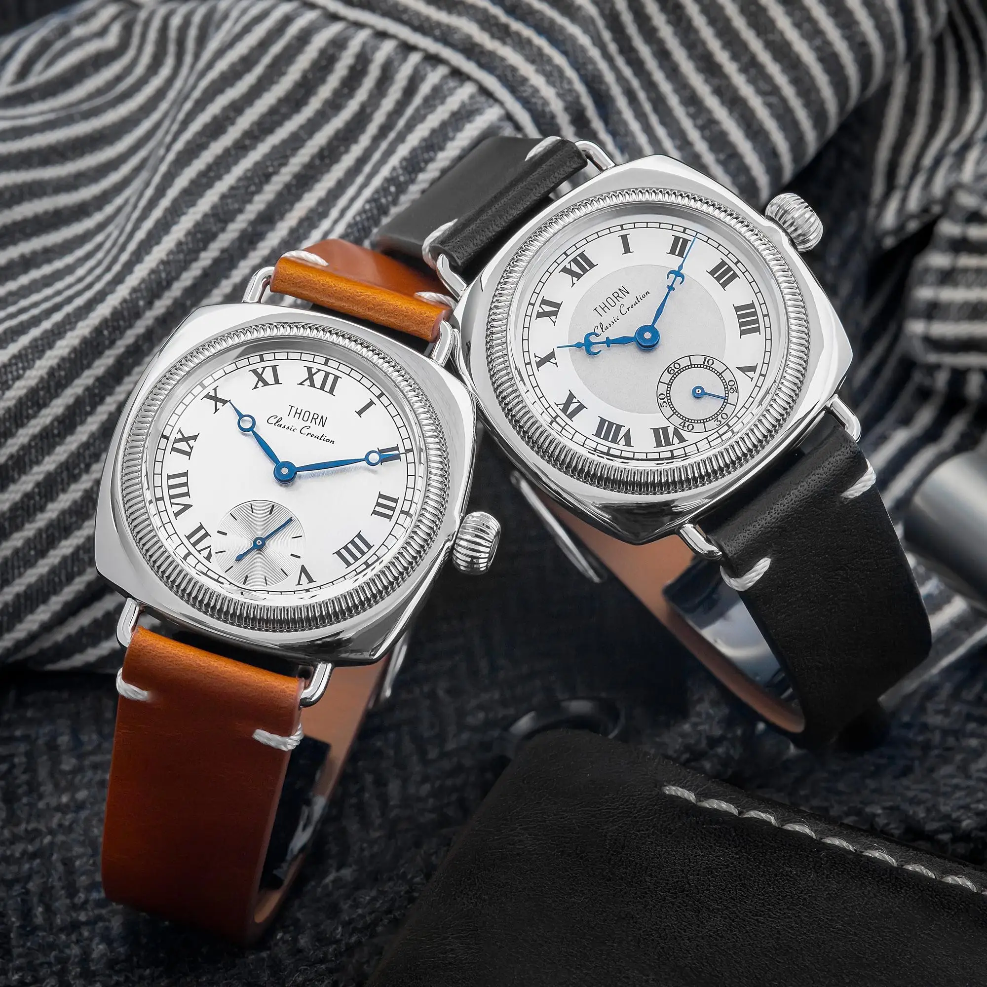 【T002】THORN watch pays tribute to classic oyster style antique pillow shaped watch, retro watch, men\'s and women\'s couple watch