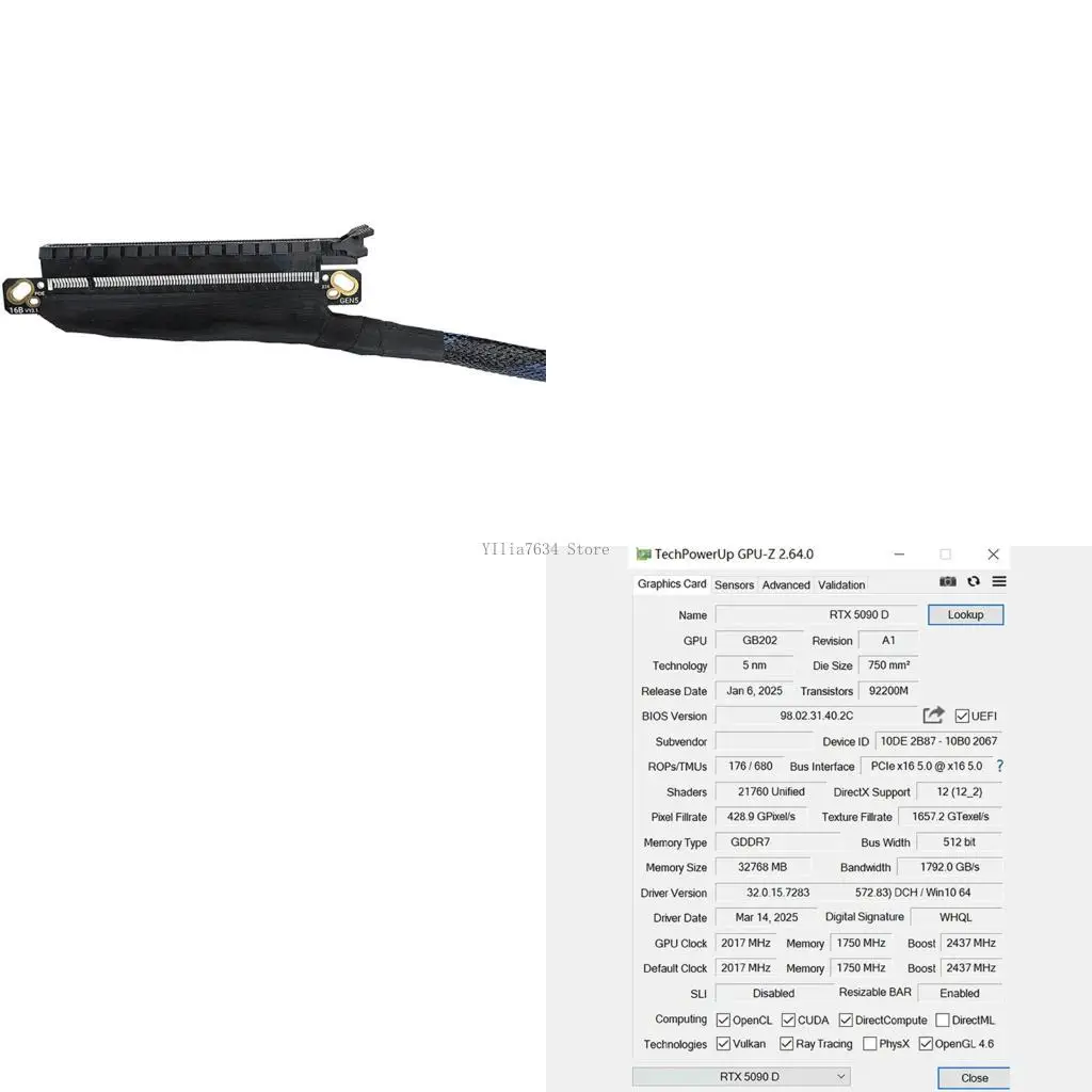 

Orientation PCIe5.0 X16 Graphics Card Extender Reinforced Braide Cable 180 Degree Flexible Routing Solution