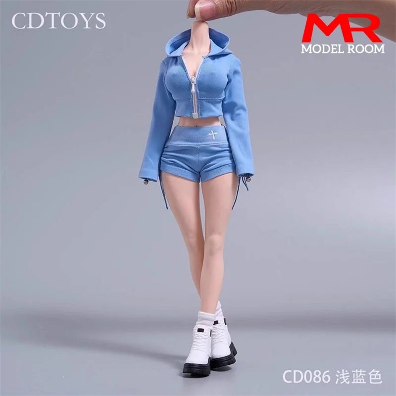 cdtoys cd086 Weibliche Sportbekleidung im Maßstab 1:6, kurzes Oberteil, Kordelzug, Shorts, Kleidung, Modell, passend für 12'' Soldat, Actionfigur, Körperpuppen