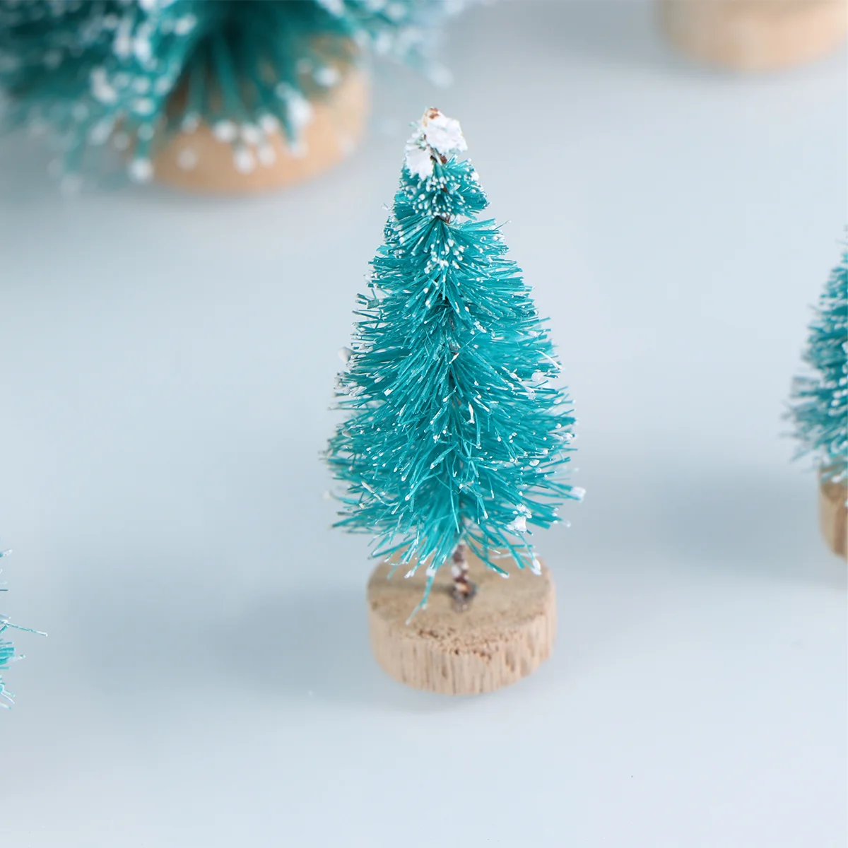 48Pcs Mini Christmas Tree Ornaments Sisal Snow Tasson Blue Green 35cm-160cm for Diorama Crafts Home Decoration