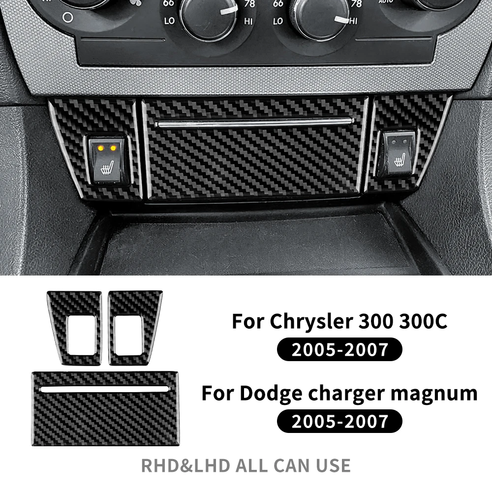 Real Soft Carbon Fiber For Chrysler 300 300C 2005 2006 2007 Dodge Charger Magnum Car Ashtray Panel Sticker Trim Accessories