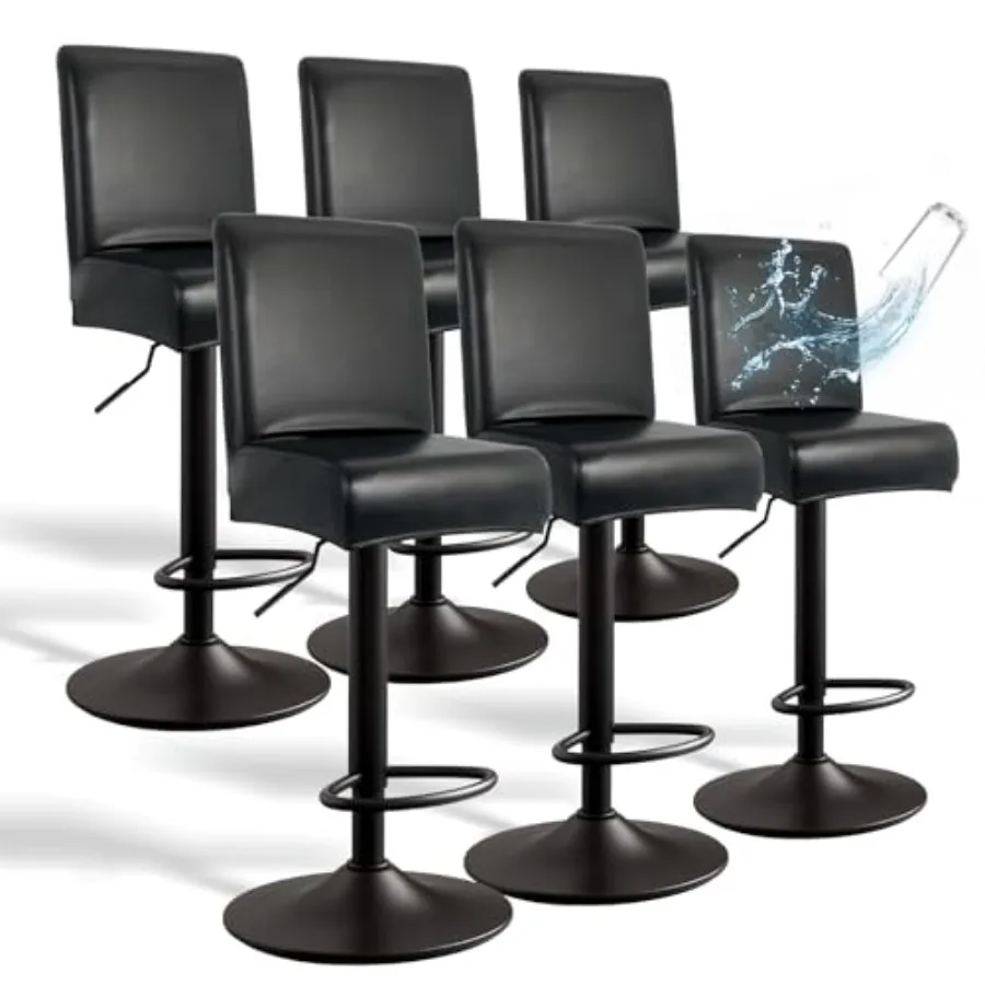 

PU Leather Bar Stool Covers with Backs, 6 Pack Stretch Waterproof Bar Stool Chair Covers Washable and Comfortable Barstool Cove