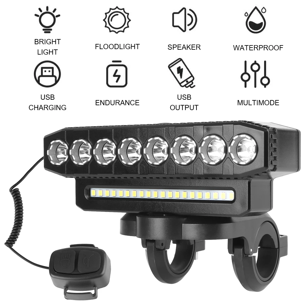 Waterproof Motorcycle Spotlights Portable Rechargeable LED Headlight 8/5 LED 20/12 SMD Universal 6 Modes Lighting Bicycle Lights