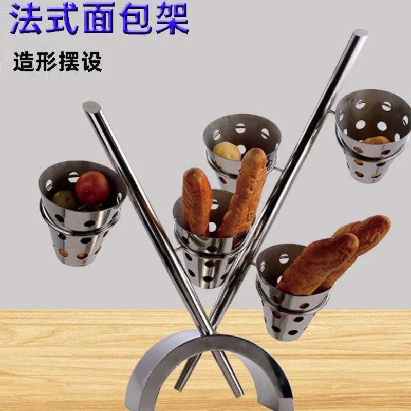 five-barrel stainless steel tree-shaped bread rack, snack rack, hotel buffet display rack, cold meal, tea break, afternoon t