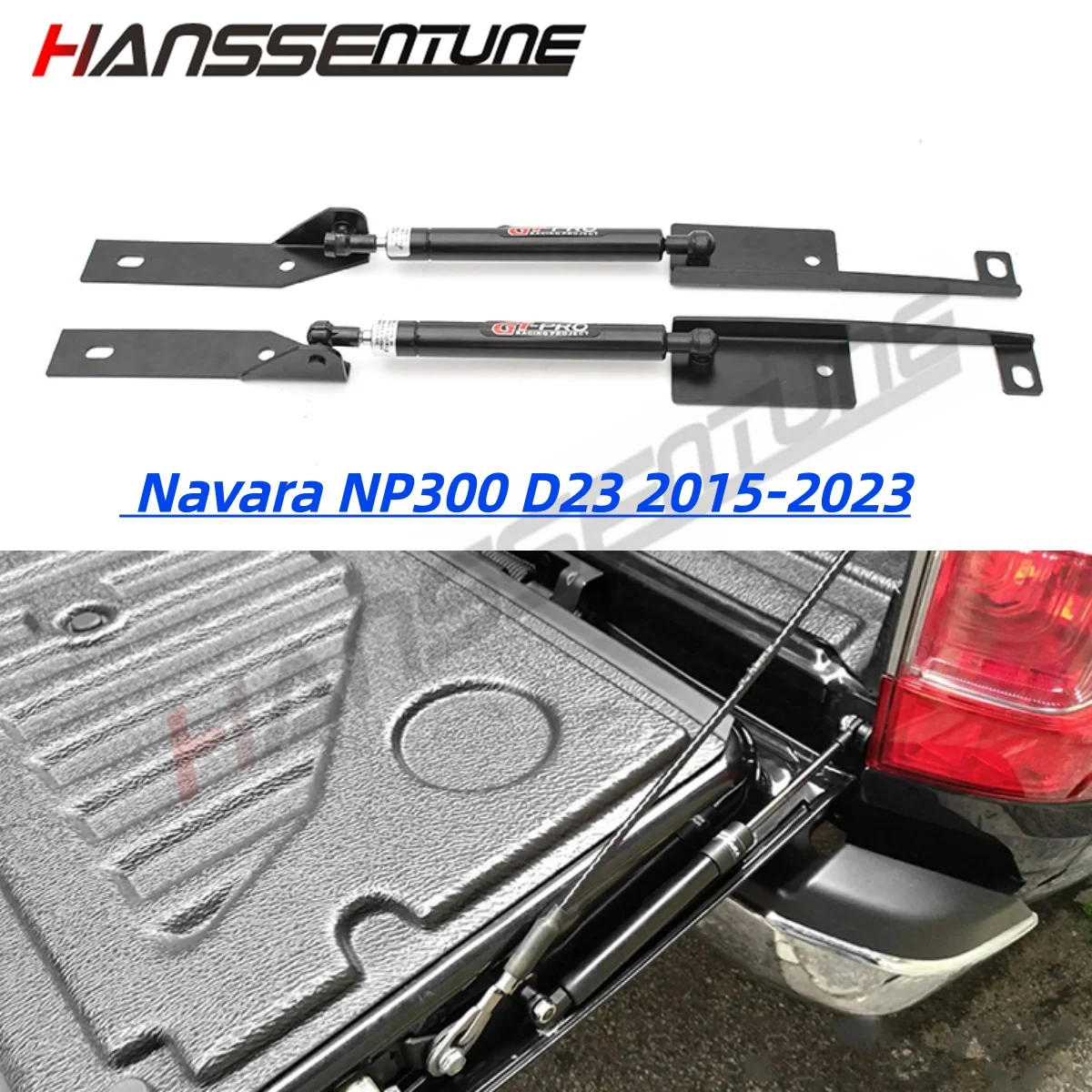 

Для Nissan Navara NP300 D23 Frontier 2015-2023: Газовые упоры (амортизаторы) задней двери багажника, левый + правый, с функцией поддержки подъема