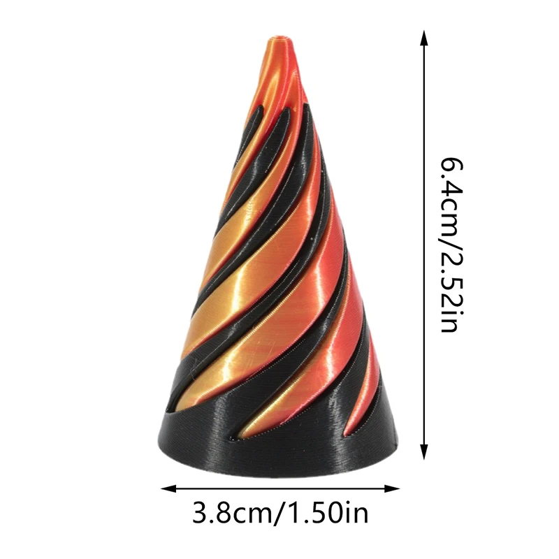 3D Printed Spiral Cone Toy Fidget Toy Impossible Pyramid Passthrough Sculpture Mini Vortex Thread Illusion For Kids And Adults