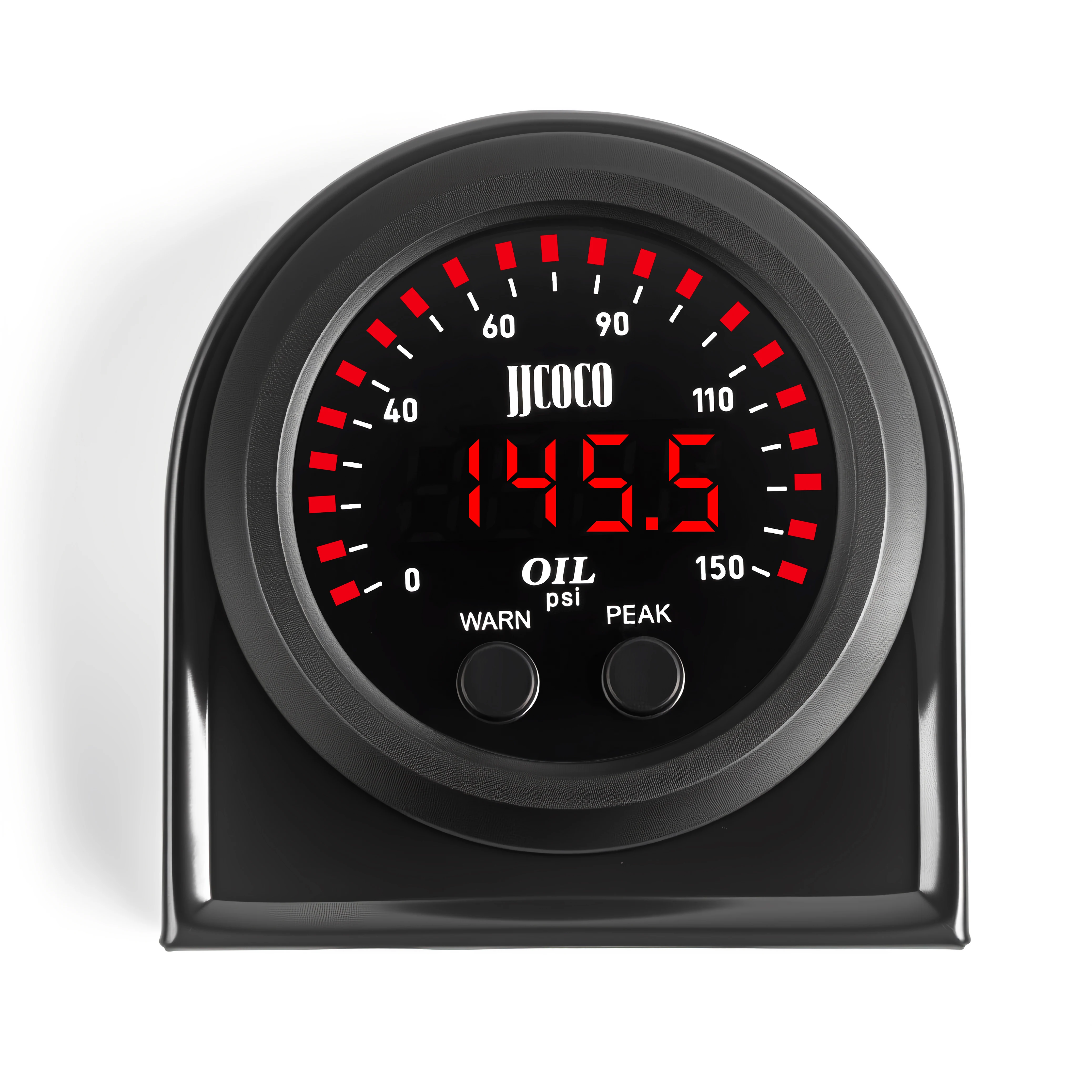 

JJCOCO 12V/24V 0-150PSI 52mm Oil Pressure Gauge S-Series Ultra-Thin Round Red LED Display With 1/8NPT Sensor & Bracket