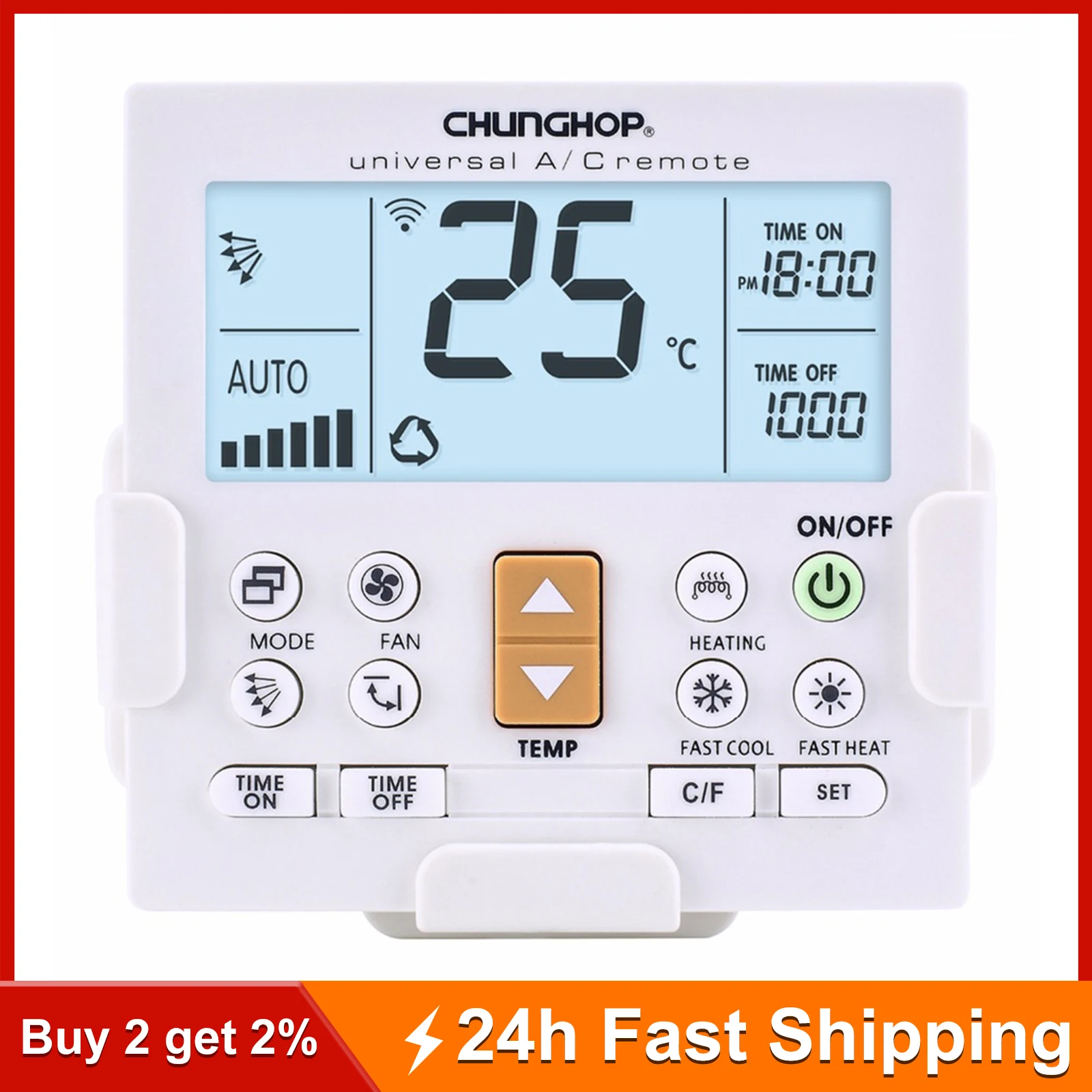 CHUNGHOP K-650E Universal LCD Air-Conditioner Remote Controller with Bracket