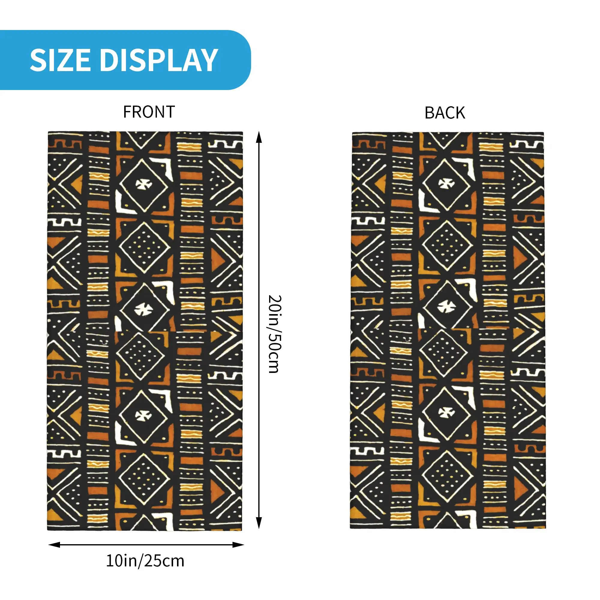 African Bogolan Neck Gaiter Women Men UV Face Shield Winter Africa Ethnic Tribal Art Bandana Scarf for Hiking