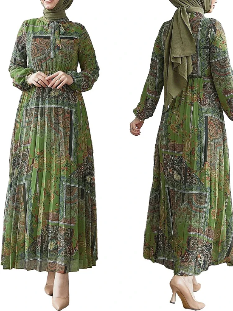 Kaftan Women Abaya Print Dress Morocco Vestidos Dubai Jalabiya Ramadan Abayas Modest Eid Muslim Dresses Saudi Arabic Long Robe