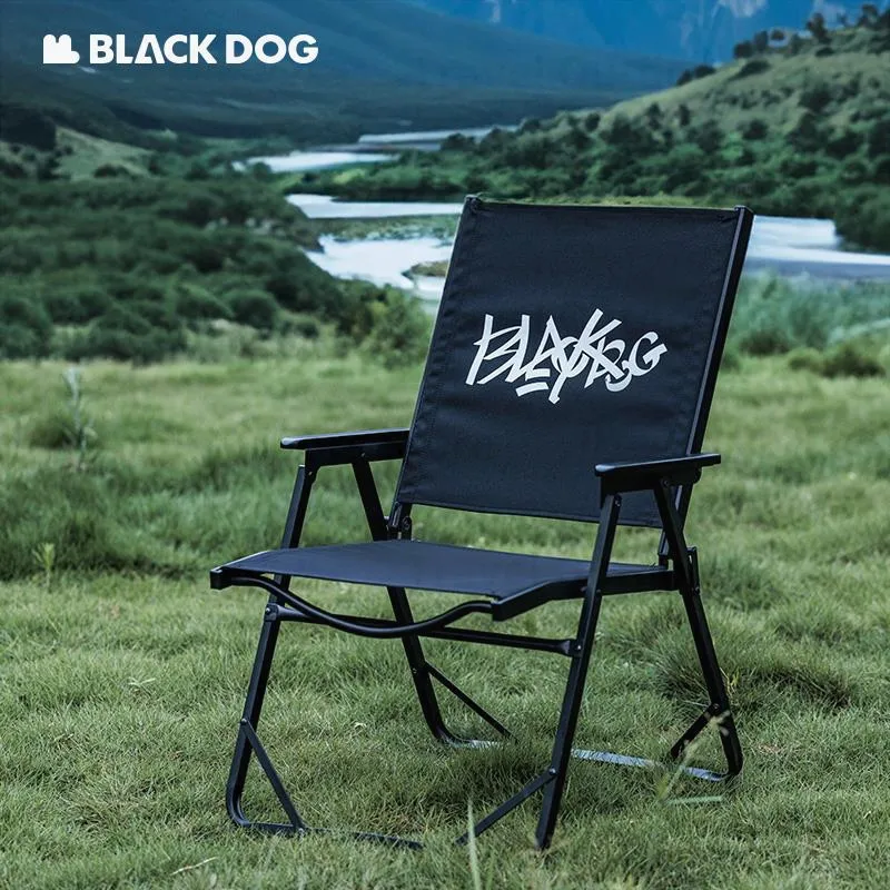 Naturehike BLACKDOG Folding Chair 600D Oxford Cloth Outdoor Portable Fishing Chair Lightweight Camping Beach Black Armchair