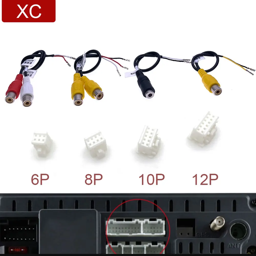 6 8 10 12Pin DIY Universal Car Stereo Receiver Radio RCA Output Wire Aux In Cable Adapter Wiring Connector Android Navigation