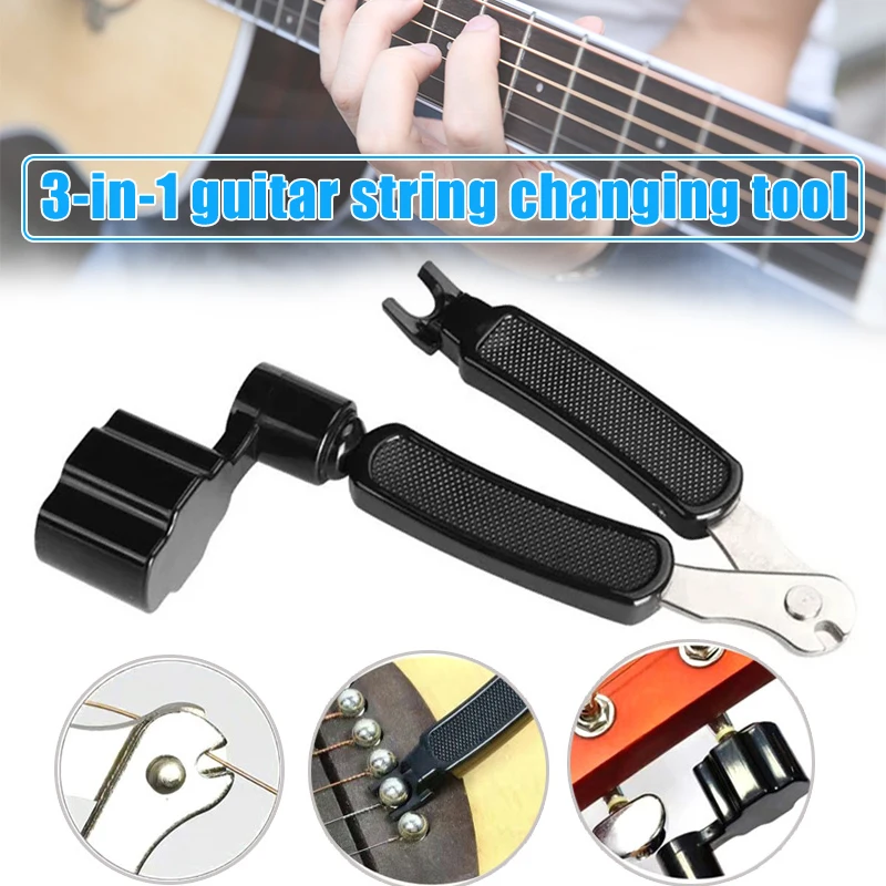 Acoustic Guitar String Winder Bridge Remover Pin Puller String Cutter Multifunctional Guitar Tuning Tool Bass Guitar Accessories