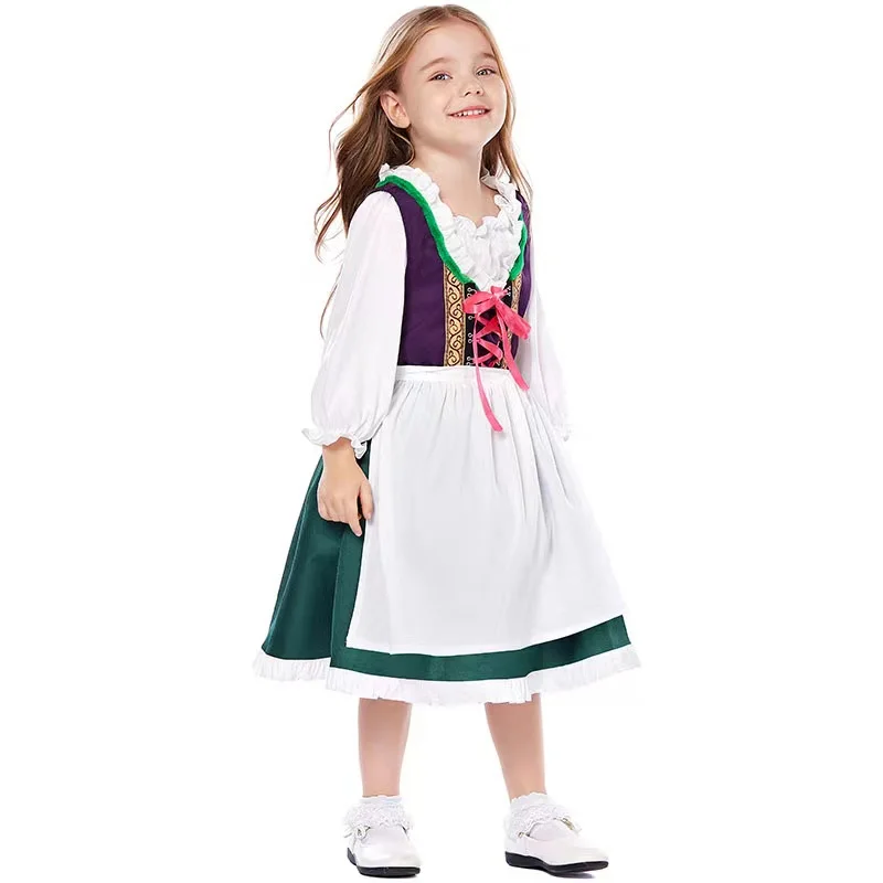 Kids Germany Bavaria Oktoberfest Maid Cosplay Children Halloween Beer Girl Costumes Parade Stage Show Role Playing Party Dress