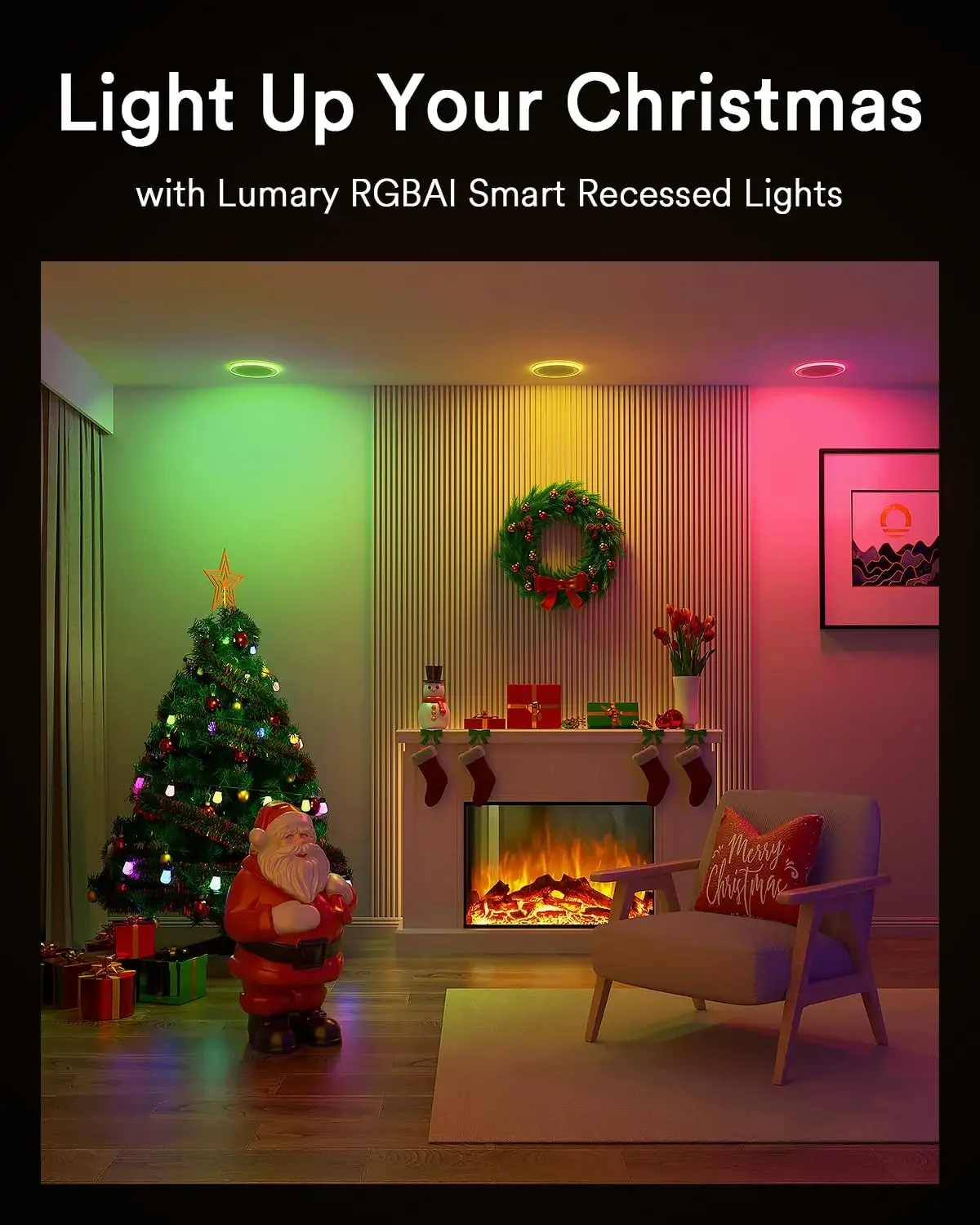 -Smart Recessed Light with Gradient Accent Light, 8 ", 18W, 1400lm, Wi-Fi, LED Lights, Smar