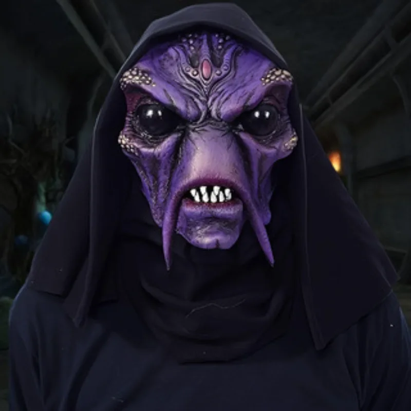 Spaventoso maschera da strega aliena horror viso viola streghe alieni maschera da strega vestito operato costume di carnevale di Halloween festa cosplay prop