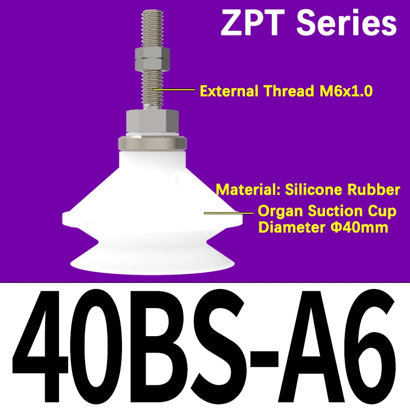 Seri ZPT ZPT08BS ZPT10BS Benang Internal Karet Silikon Putih Cangkir Pengisap Vakum Manipulator Industri Pengisap Pneumatik