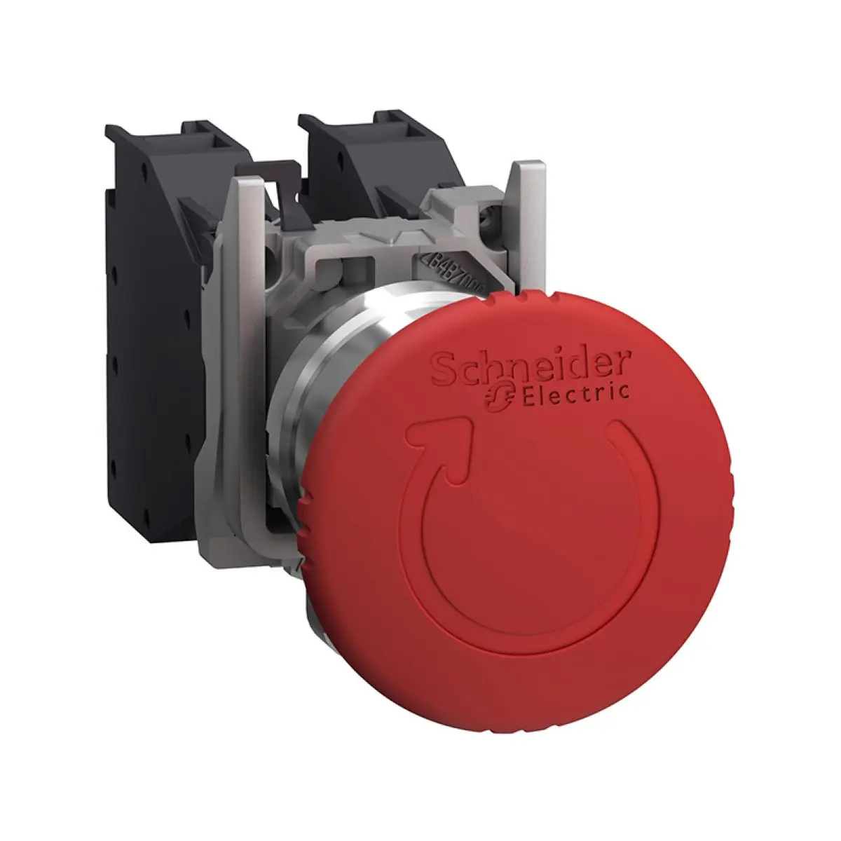 

XB4BS8444 = ZB4BS844 + ZB4BZ104 Emergency stop switching off, metal, red mushroom, Ø40, Ø22, trigger latching turn to release