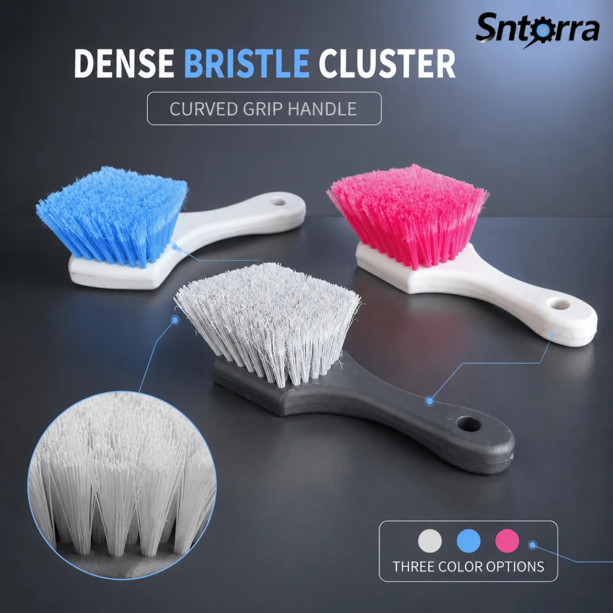Multi-Function Steel Ring Gap Cleaner Carpet Brush Car Mat Short Handle Automobile Wheel Hub Cleaning Tool