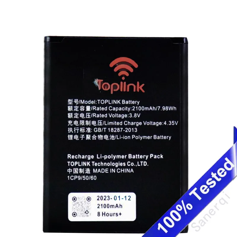 

7.98Wh 4.35V TOPLINK 2100mah 8hours+ Battery