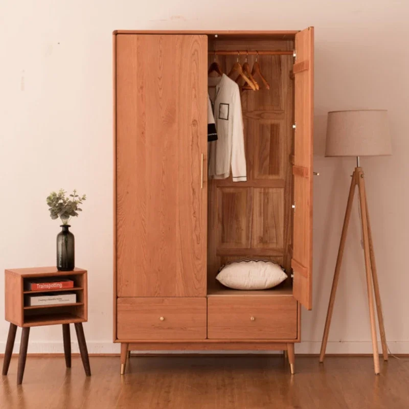 Double Clothes Shelf Simple Wardrobe Rod Clothes Floor Standing Bedroom Furniture