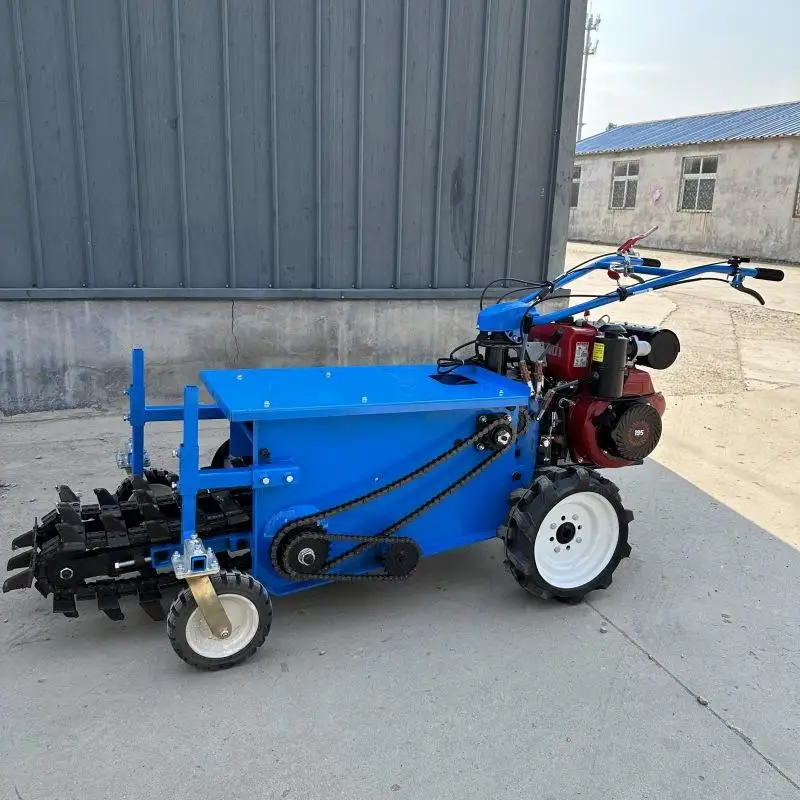 Mini Chain Ditch Digger Walk Behind Chain Trencher for Multi Row Green Onion Planting and Deep Vegetable Root Crops