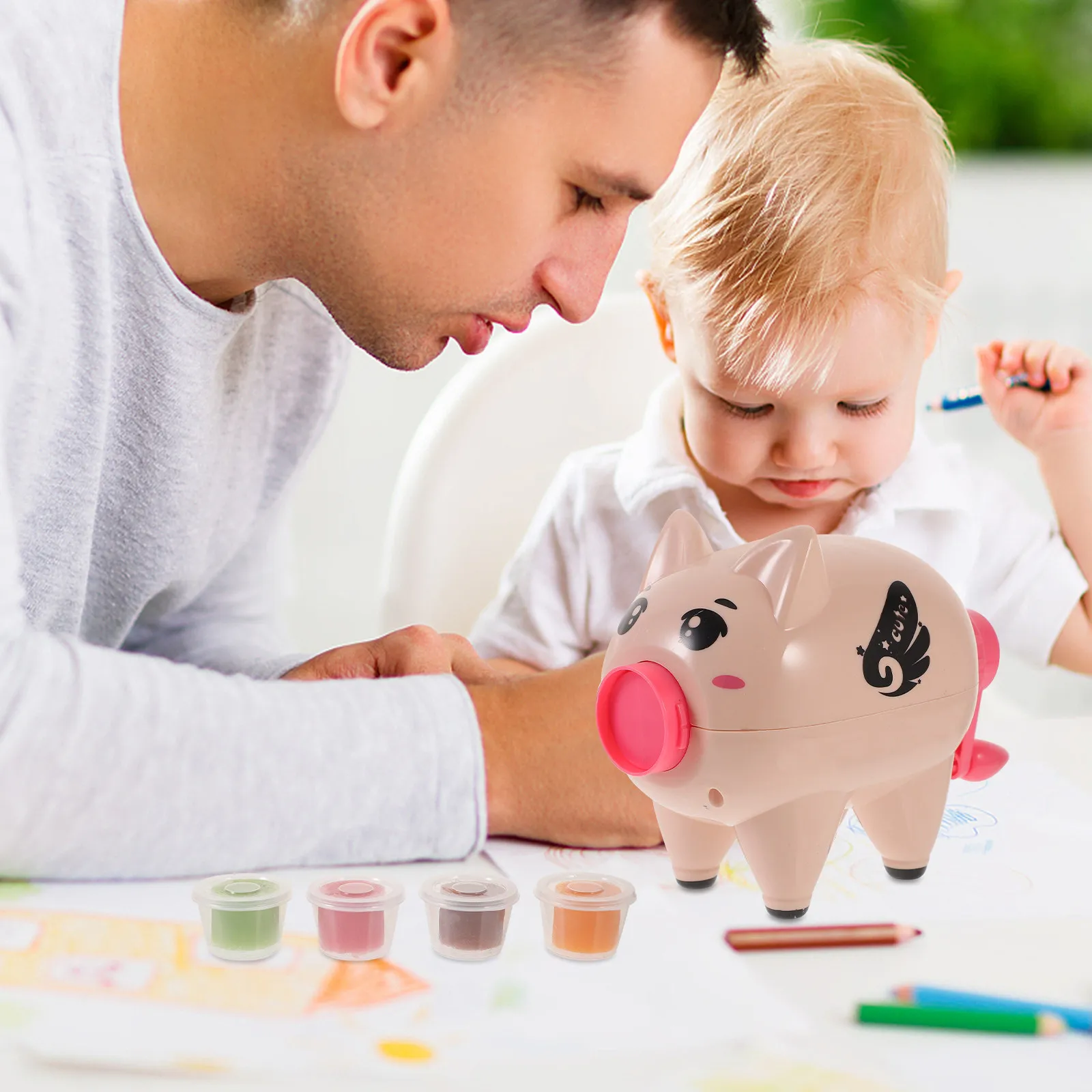 21-pcs-educational-toy-for-kids-noodle-machine-children's-colored-clay-maker-pig-fun-and-cute-design