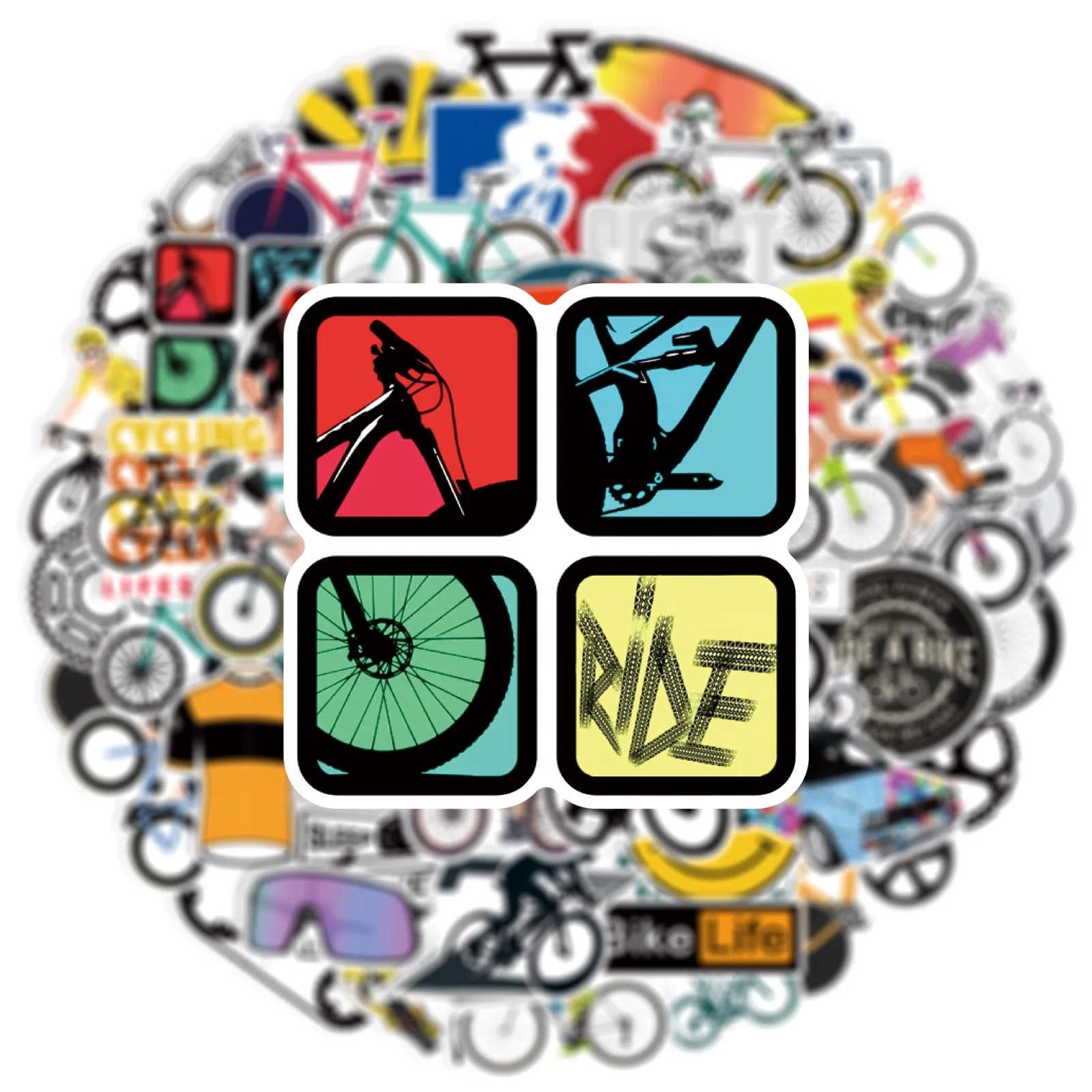 50Pcs Cool Mountain Bike Stickers Outdoor MTB Bicycle DIY Stickers Scrapbooking Phone Luggage Skateboard  Waterproof Decals