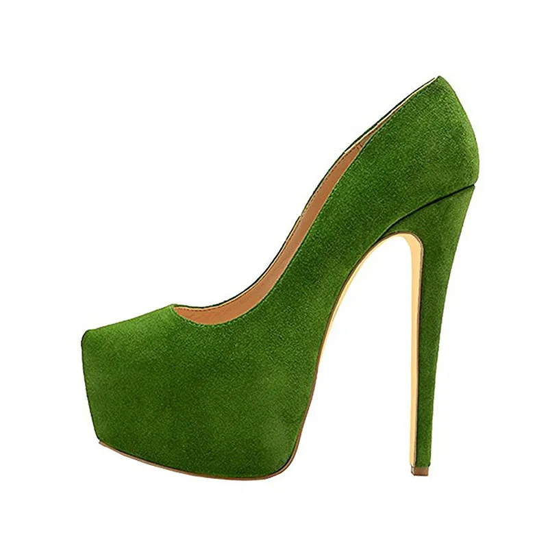 

Arden Furtado 2024 Summer Simple style Suede Round toe Platform Thin heel Pumps Shallow Super high heel Sexy Single shoe