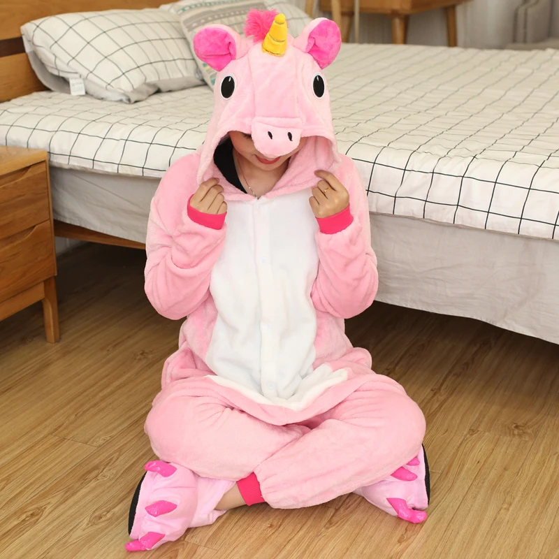 Adults Animal Pajamas Women Men Sleepwear Unisex All in One Pyjamas Animal Suits Cosplay Unicorn Garments Pijama Winter Onesies