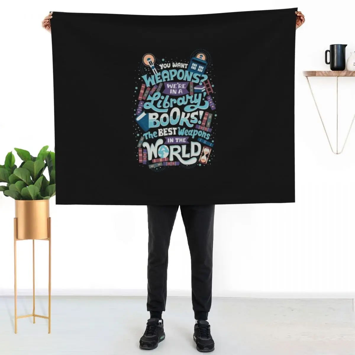 Books are the best weapons Throw Blanket Beach for winter Soft Plush Plaid Stuffeds for sofa Plaid Blankets