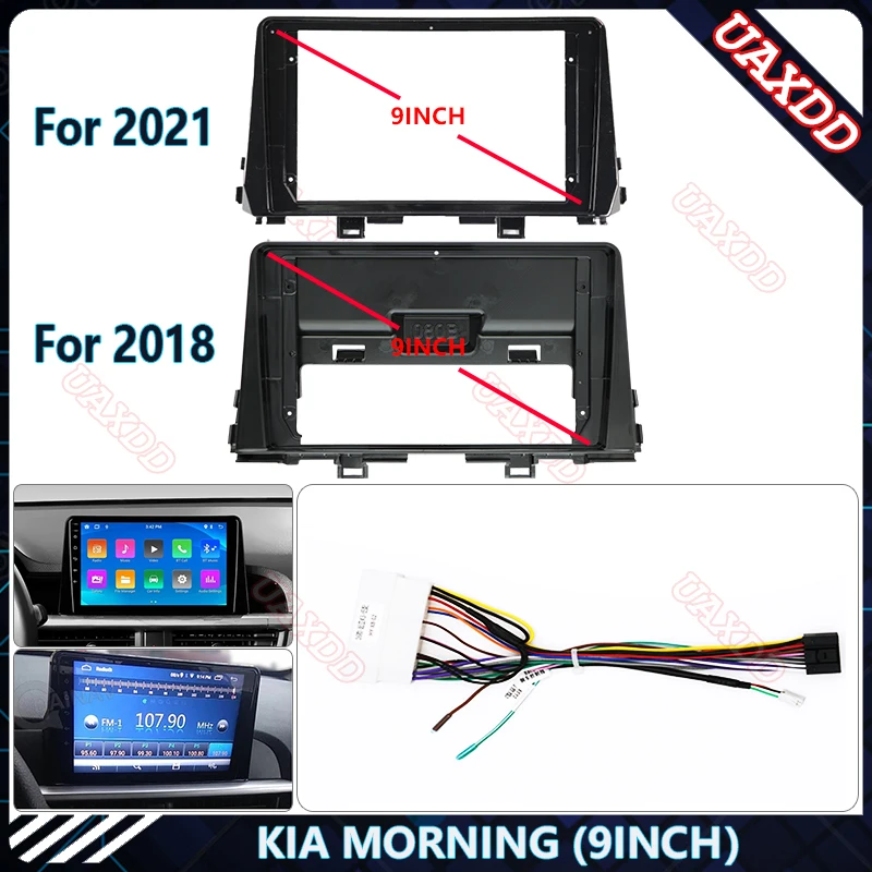 For 2018-2021 KIA MORNING 9INCH UV Car Radio Android Stereo audio screen multimedia video player navigation cables Harness frame