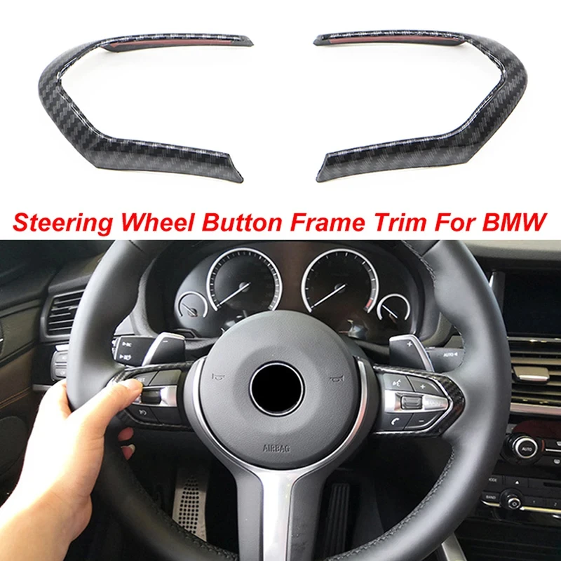 

Fit For BMW 1 2 3 Series X5 X6 F10 F20 F30 F31 F32 F33 F36 M-Sport Carbon Fiber Steering Wheel Button Frame Trim Car Accessories