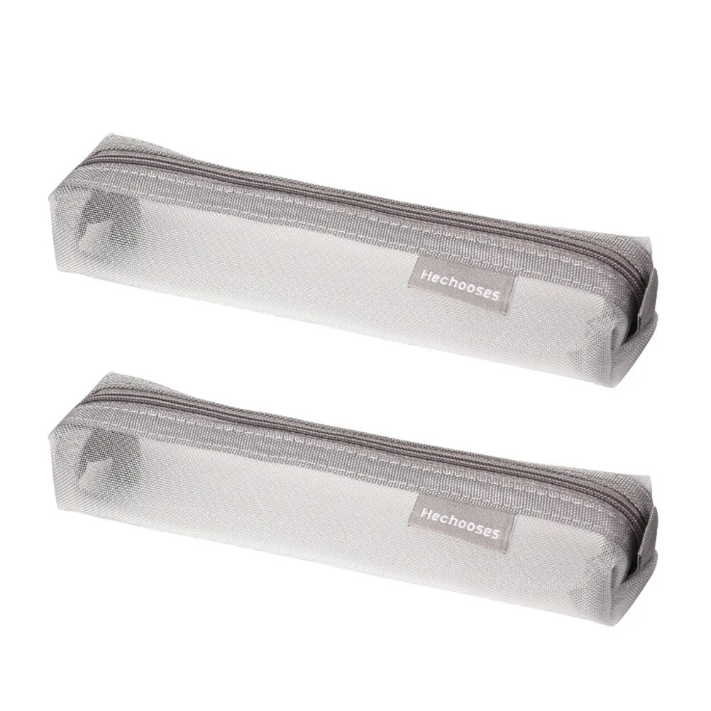 2 Pcs Transparent Mesh Case Large Capacity Lightweight Students Stationery Zipper Container Exam Pencil Bag Pencil ganizer Pen