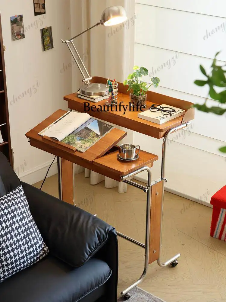 Medieval solid wood lifting desk sofa small coffee table computer bay window Bauhaus bedside removable comb dressing table