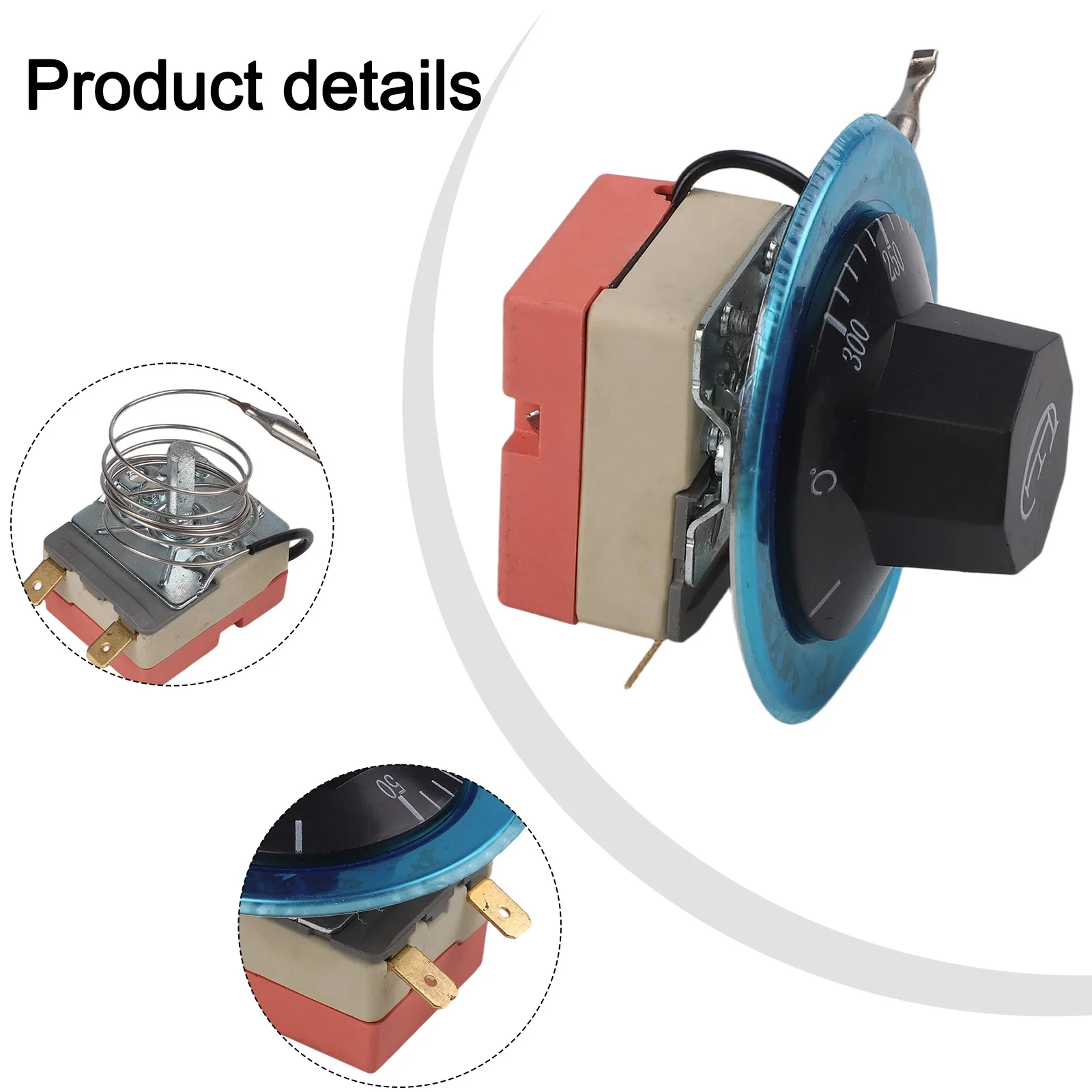 Термостат переменного тока 250 В, регулируемый термостат, детали кухонной техники, черный термостат, конструкция капиллярной трубки, максимальный ток 16 А