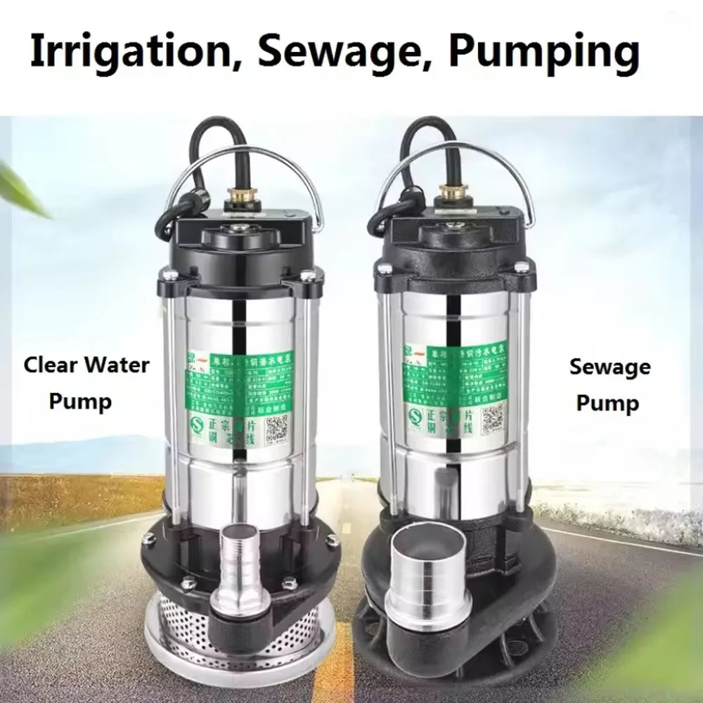 220V Submersible Pump Agricultural Pumping Garden Tools Stainless Steel Durable Drainage Irrigation Self-priming Sewage Pump
